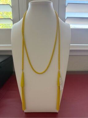 Kendra Scott Bright Matte Yellow Phara Braided Lariat Tassel Necklace NWT